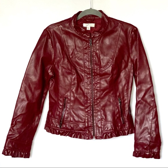 Dress Barn Jackets & Blazers - NWOT wine color faux leather jacket by dress barn